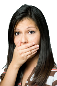 Woman with bad breathe